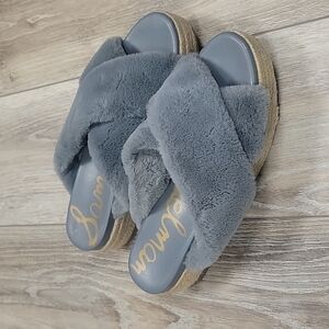 Sam Edelman Blue Gray Zia Platform Sandals Size 9